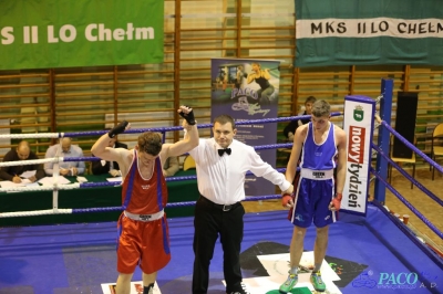 Towarzyski Mecz Bokserski - MKS II LO Chełm vs Klub Sportowy Paco: Kamil Wieczorek nie dał szans Dawidowi WiercioMichał Soczyński szybko uporał się z Oskarem Kurpielem
